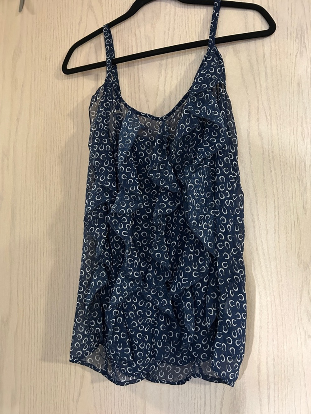 Xhilaration Navy Blue Printed Spaghetti-Strap Cami Top